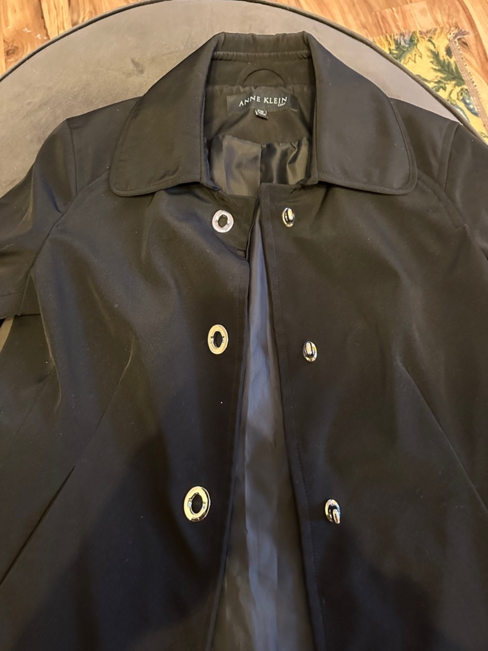 Anne Klein Black Coat with Gold-Tone Buttons